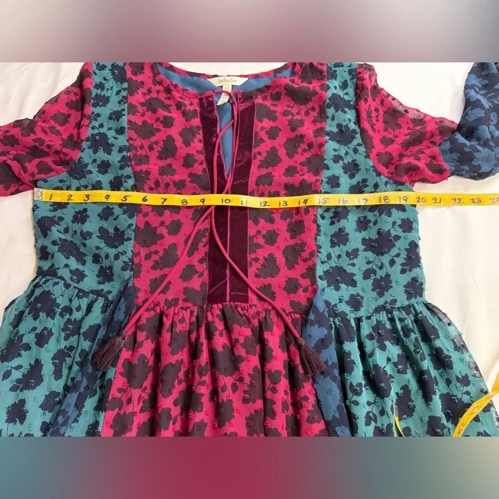 MATILDA JANE Burgundy and blue A Little Party velvet burnout hi lo dress size S - Picture 15 of 16